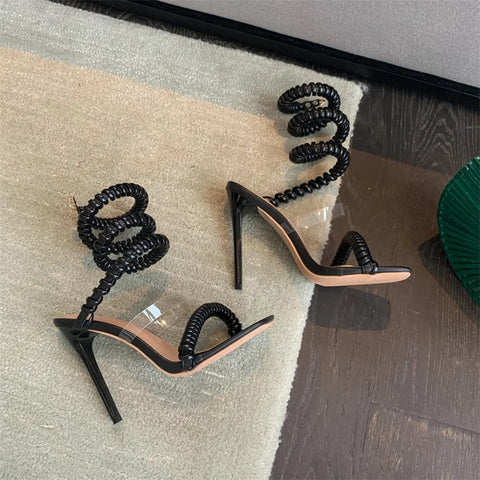 New Sexy Fashion Square Open Toe Slip-On Ankle Elastic Surround Strap High Heel CODE: KAR2621