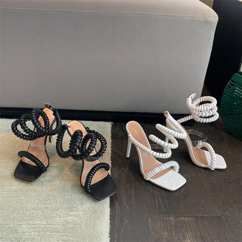 New Sexy Fashion Square Open Toe Slip-On Ankle Elastic Surround Strap High Heel CODE: KAR2621