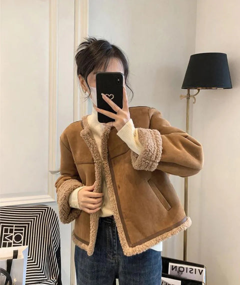New Winter Fashion Lambs Wool Thicken Warm Outwear Jacket CODE: KAR2674