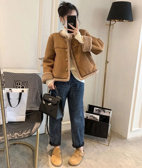 New Winter Fashion Lambs Wool Thicken Warm Outwear Jacket CODE: KAR2674