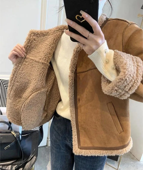 New Winter Fashion Lambs Wool Thicken Warm Outwear Jacket CODE: KAR2674