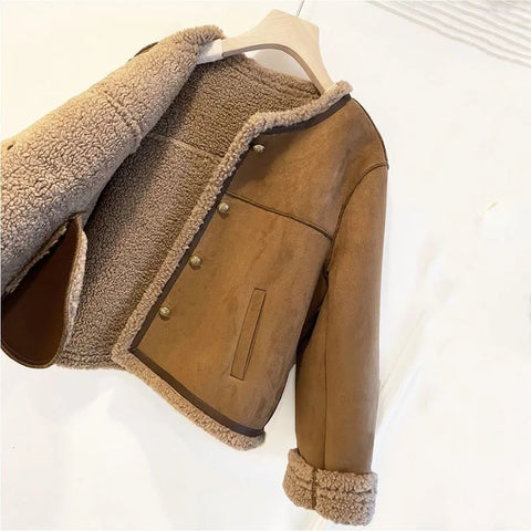 New Winter Fashion Lambs Wool Thicken Warm Outwear Jacket CODE: KAR2674