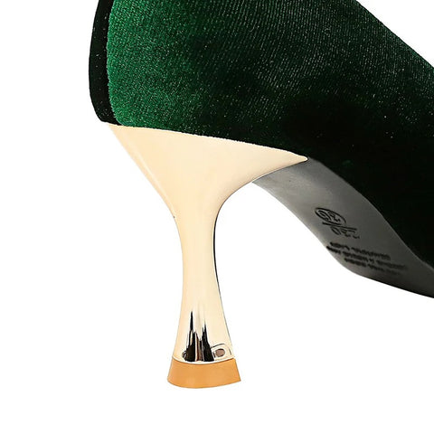 Luxury Pointed Toe Metal Crystal Buckle Kitten Low Heel CODE: KAR2770