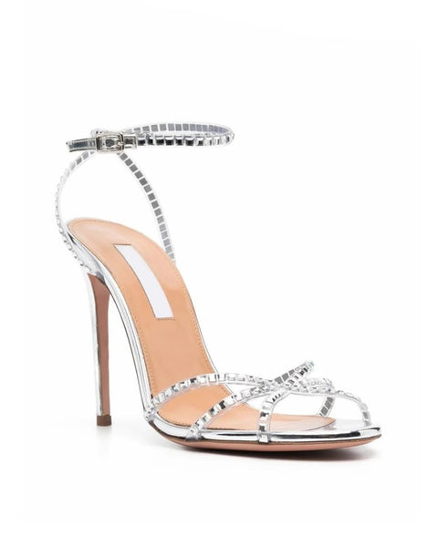 New Style Rhinestone Banquet High Thin Heel Open Toe Strap Sandals CODE: KAR2781