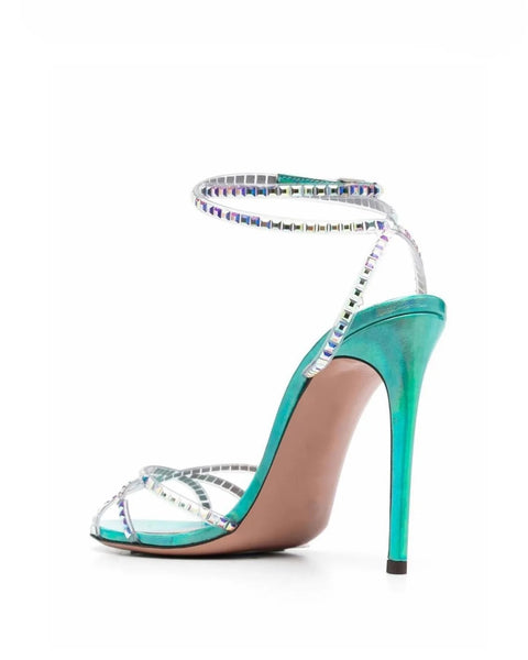 New Style Rhinestone Banquet High Thin Heel Open Toe Strap Sandals CODE: KAR2781