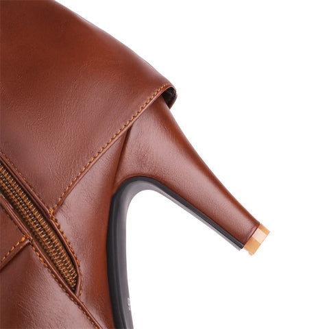 Sexy Turned-over Edge Ankle Stiletto High Heel Zipper Shorty Boot CODE: KAR2784
