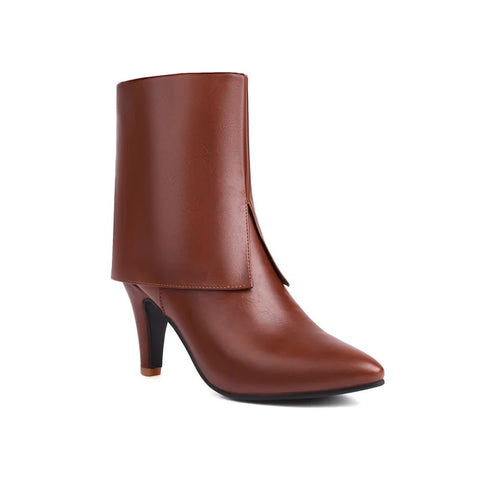Sexy Turned-over Edge Ankle Stiletto High Heel Zipper Shorty Boot CODE: KAR2784