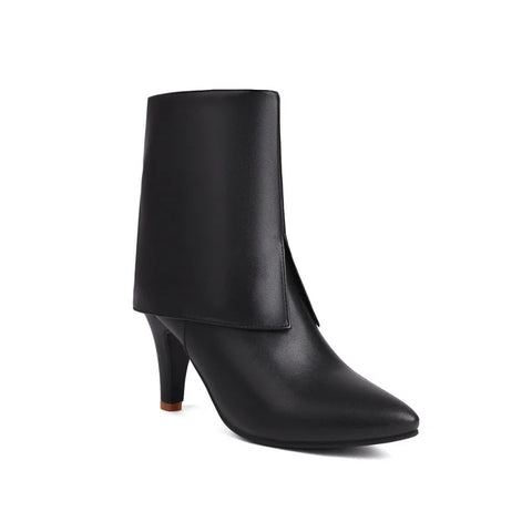 Sexy Turned-over Edge Ankle Stiletto High Heel Zipper Shorty Boot CODE: KAR2784