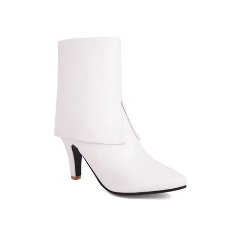 Sexy Turned-over Edge Ankle Stiletto High Heel Zipper Shorty Boot CODE: KAR2784