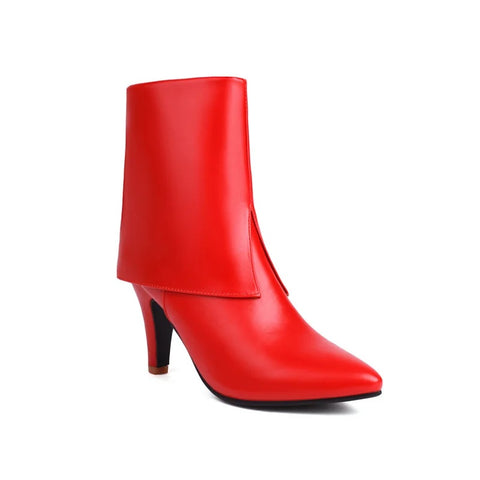 Sexy Turned-over Edge Ankle Stiletto High Heel Zipper Shorty Boot CODE: KAR2784