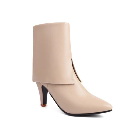 Sexy Turned-over Edge Ankle Stiletto High Heel Zipper Shorty Boot CODE: KAR2784