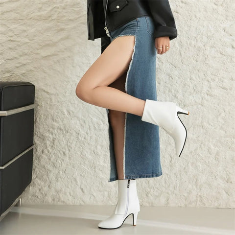 Sexy Turned-over Edge Ankle Stiletto High Heel Zipper Shorty Boot CODE: KAR2784