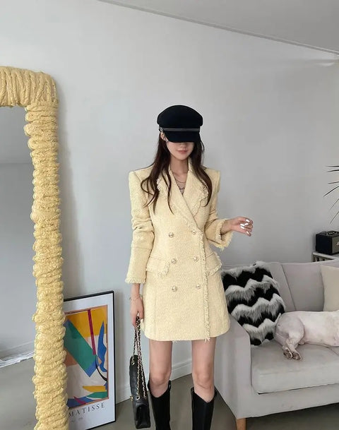 New Elegant Tweed Tassels Buttons Long Sleeve Winter Coat CODE: KAR2786