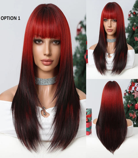 Long Straight Layered Hair Natural Synthetic Heat Resistant Wig CODE: KAR2796