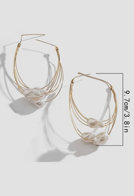Imitation Pearl Big Hoop Layered Large Circle Earrings CODE: KAR2801