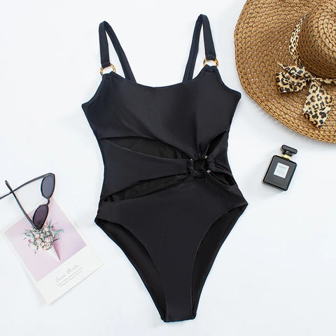 Sexy One Piece Solid Push Up Thong Bather Swimwear CODE: KAR2808