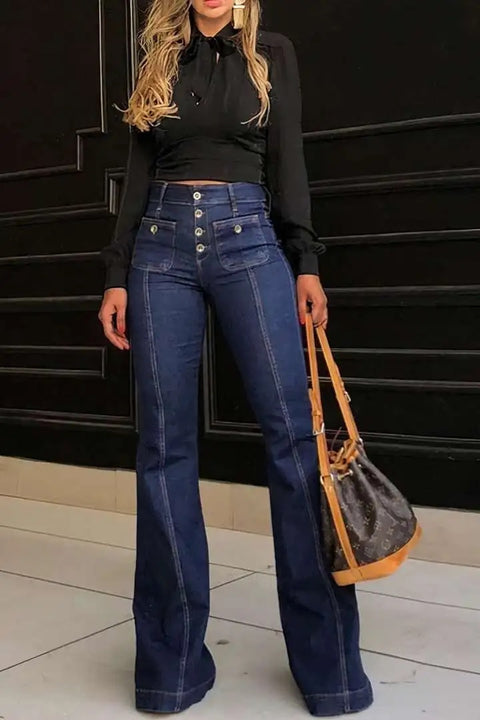 Summer New High Waist Stretch Slim Bell-Bottom Pant CODE: KAR2821