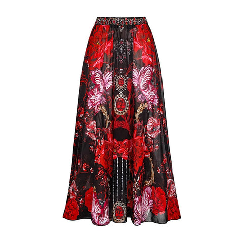 Retro Print Ruffle Edge One Piece With Skirt Swimwear CODE: KAR2844