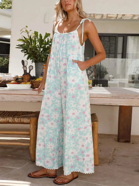 Autumn New Printed Loose Casual Sling Jumpsuit CODE: KAR2845