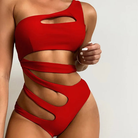 New Solid Color Cut Out Swimsuit CODE: KAR3061