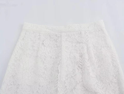 New Lace Hollow Sexy Short Top and Naked Straight Leg Wide Leg Pant CODE: KAR3121