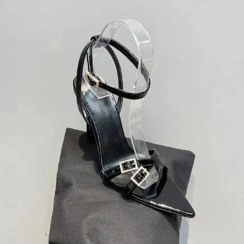Summer Transparent Luxury Rhinestone Strap Sling back High Heel Sandal CODE: KAR3131