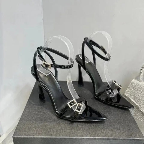 Summer Transparent Luxury Rhinestone Strap Sling back High Heel Sandal CODE: KAR3131