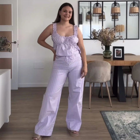 New Fashion and Elegance  Tank Top Straight Leg Long Pant Set CODE: KAR3179