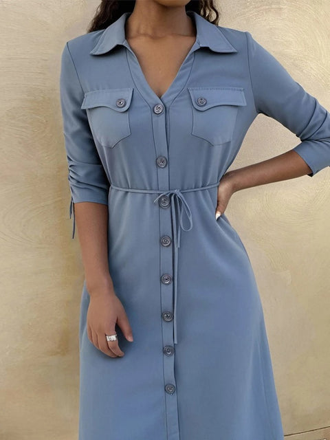 New Buttoned Pocket Design Casual Dress CODE: KAR3202