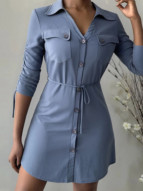 New Buttoned Pocket Design Casual Dress CODE: KAR3202