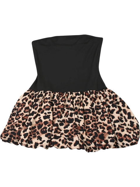 New Leopard Print Strapless Line Sexy Elegant Luxury Party Evening Short Dress CODE: KAR3206