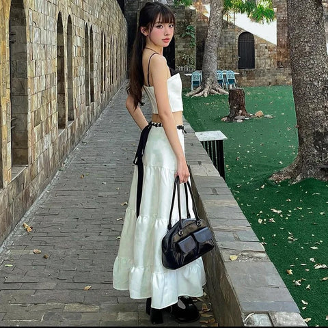 Fashion Summer vacation Lace Patchwork Two Piece Skirt Set CODE: KAR3227