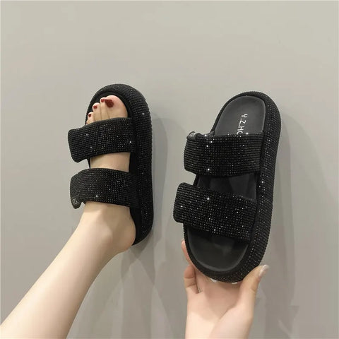 New Luxury Slides Heeled Mules Flat Designer Platform Sandal CODE: KAR3253