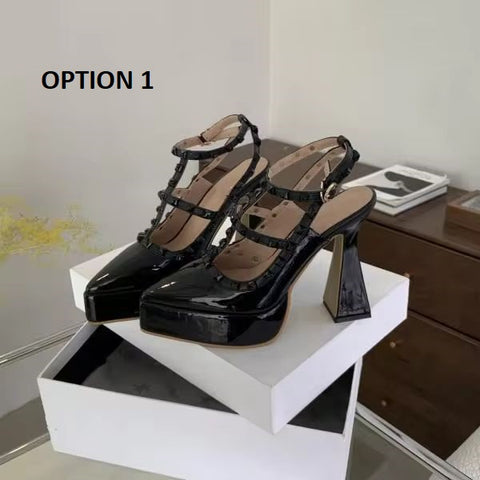 New Platform Chunky Black Low-heeled With Strap Sandals CODE: KAR3270
