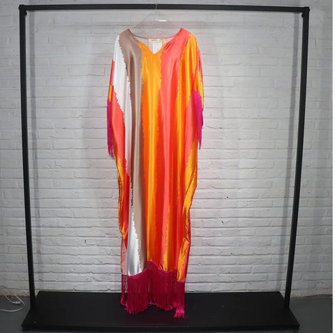 New Fashion loose silk stitching tassel digital printing large swing Drees CODE: KAR3281