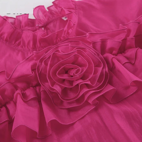 Fashion Elegant Ruffled Flowers Long Sleeve Loose Spring Party Stand Collar Top CODE: KAR3284