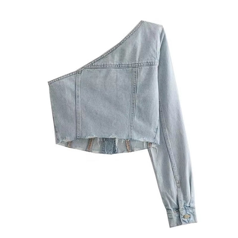 Autumn New One Shoulder Joker Shirt Top CODE: KAR3299