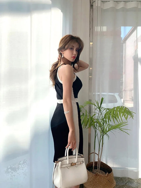 New Summer Halter Neck Knee-length Slim Dress CODE: KAR3307
