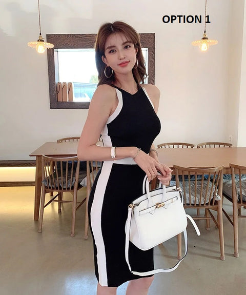 New Summer Halter Neck Knee-length Slim Dress CODE: KAR3307