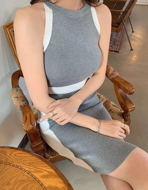 New Summer Halter Neck Knee-length Slim Dress CODE: KAR3307