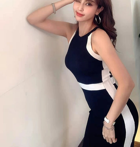 New Summer Halter Neck Knee-length Slim Dress CODE: KAR3307