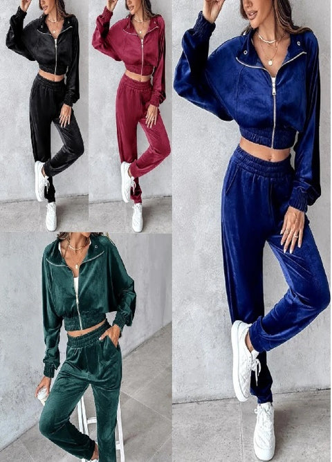 New Fashion Casual Style Zipper Top Sports Pant Two Piece Set CODE: KAR3337