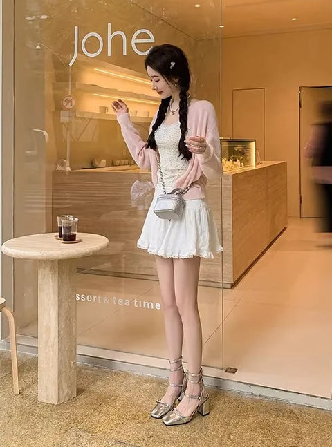 New French square thick with a line with a bun head patent high Heel CODE: KAR3349
