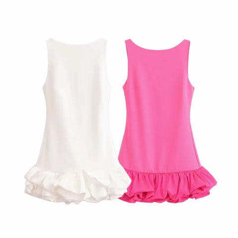 Summer Sleeveless Ruffle Short Backless Bodycon Short Dress CODE: KAR3410