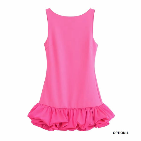 Summer Sleeveless Ruffle Short Backless Bodycon Short Dress CODE: KAR3410