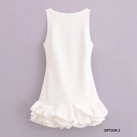 Summer Sleeveless Ruffle Short Backless Bodycon Short Dress CODE: KAR3410