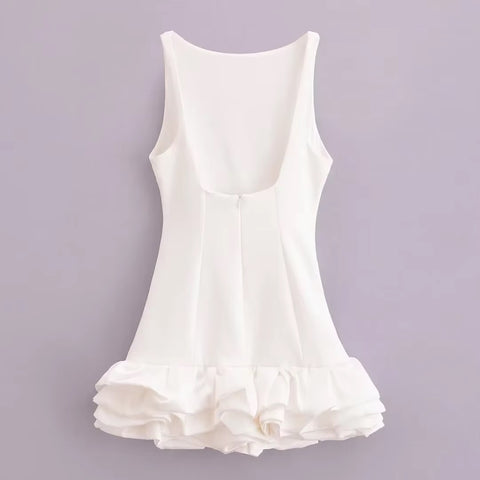 Summer Sleeveless Ruffle Short Backless Bodycon Short Dress CODE: KAR3410