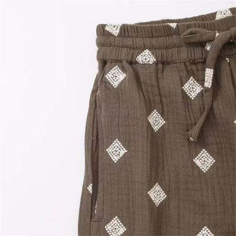 New Embroidered Casual Elegant Single breasted Design Shirt&Wide Leg Pants Set CODE: KAR3413