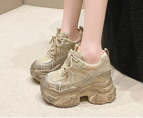 Chunky Casual Vulcanized Lace Up High Platform Shoes SIZE: 34 CODE: READY1388