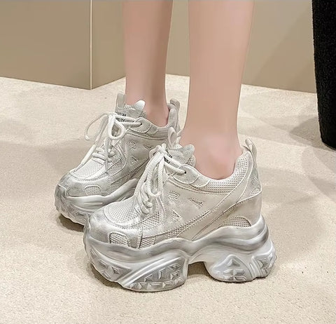 New Chunky Casual Vulcanized Lace Up High Platform Shoes CODE: KAR3420